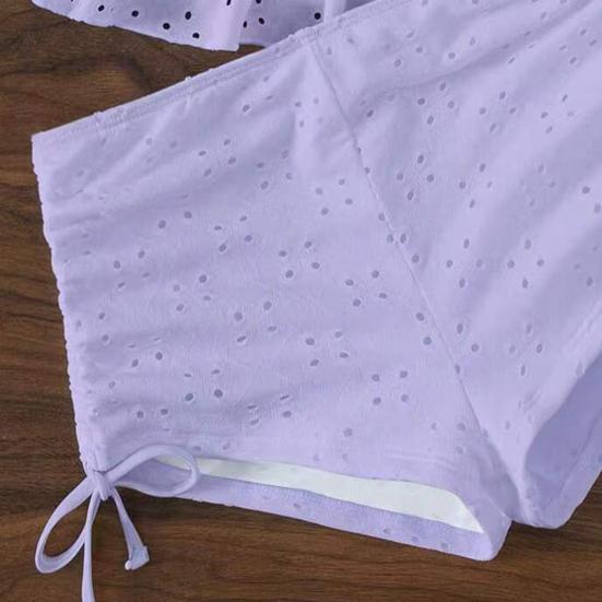 2Pcs/Set Women Sexy High Waist Shell Sling Ruffle Hem Bikini Set Shape Bra Drawstring Swimming