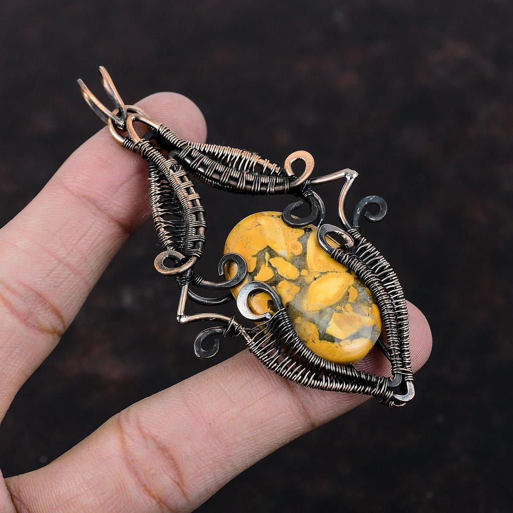 Maligano Jasper Pendant Copper Wire Wrapped Pendant Natural Gemstone Pendant Copper Jewelry Handmade Pendant Gift For Him Wire Wrap Jewelry