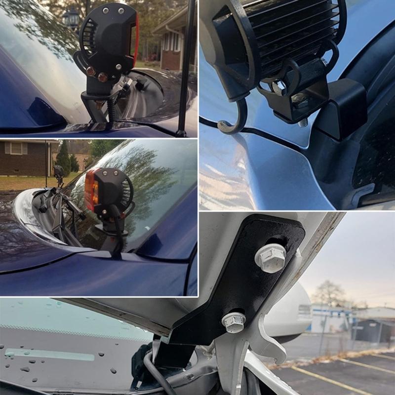 Hood Hinge Ditch LED Light Mount Bracket for 2016-2021 Hood Pod WorkLight Mount Brackets