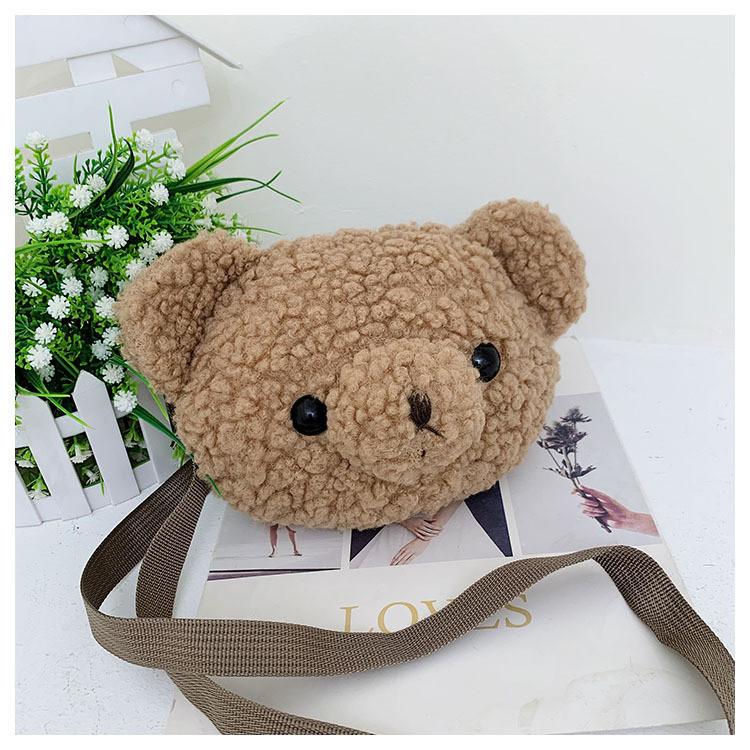 2022 New Plush Women's Bag Cute Bear Head Shoulder Bag For Fashionable Girls