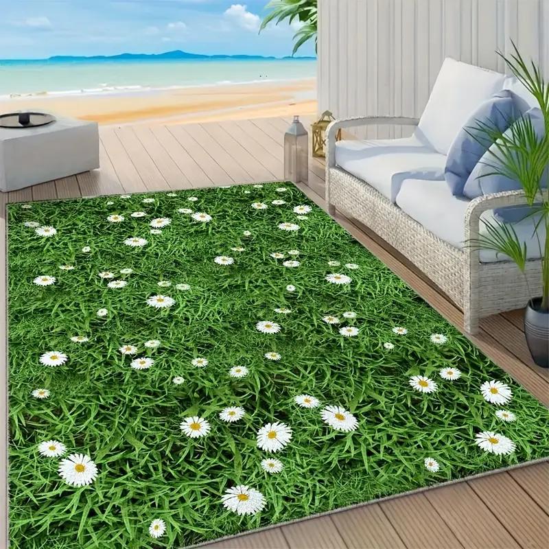 1pc Fresh Floral Daisy Flowers Print Area Rug Floor Carpet for Bedroom, Living Room, Kitchen  Garden, Balcony, Sunroom Decor