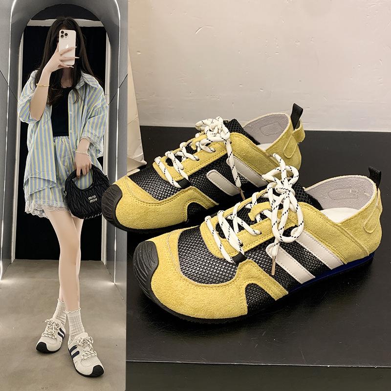 Flat Bottom Retro Breathable Summer New 2025 Casual Lightweight Mesh German Training Shoes Women's Thin Sports Forrest Gump Shoes