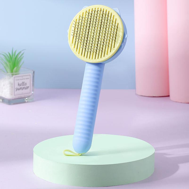 

Cat Hair Cleaner Brush Cute Universal Slicker Brush with Release Button Removes Tangled Hair for Pet Comb
