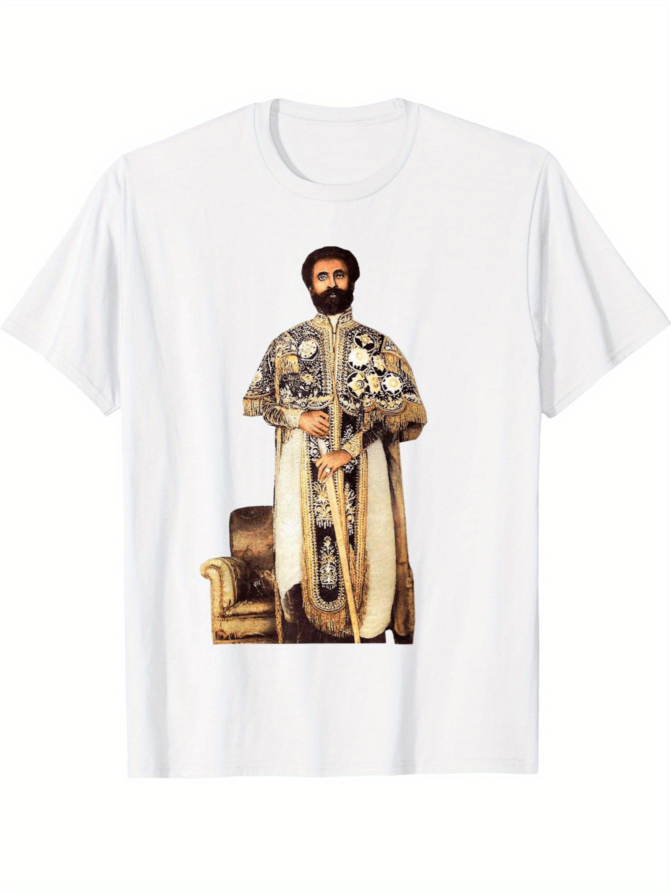 

Haile Selassie I Emperor Rastaselassie Ethiopia Judea Lion T-Shirt | Soft Comfortable Crew Neck Short Sleeve XL