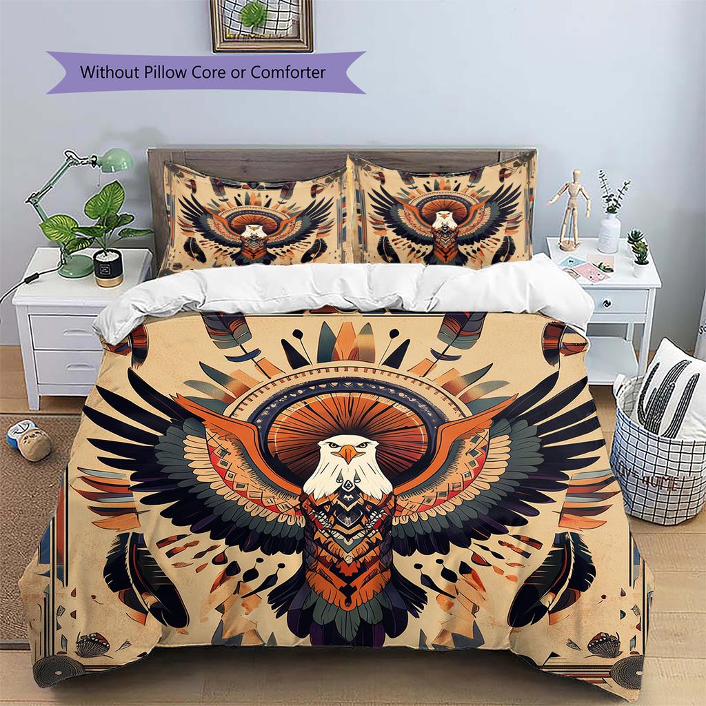 Vintage eagle Pattern Bedding Home Decoration Birthday Gift (1 * duvet cover + 2 * pillowcase, without core)
