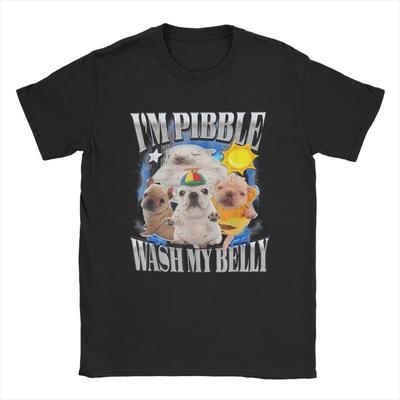 Men's T-Shirts I Am Pibble Wash My Belly Pibble Meme Casual Cotton Tee Shirt Funny Dog Brainrot T Shirt Round Collar Gift Idea