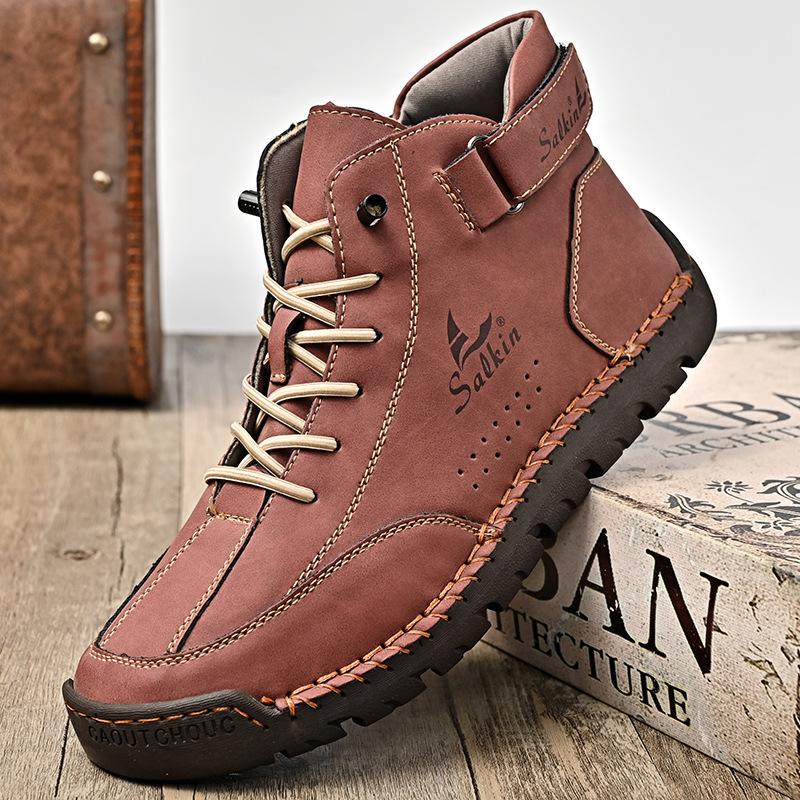 Handmade Leather Men's Boots Breathable Booties Casual Leather Shoes Man Outdoor Design Sneakers For Men Ankle Boots Boats