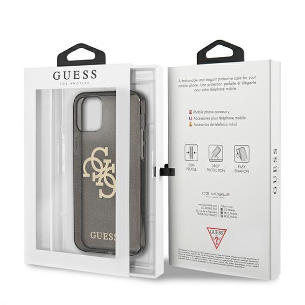 Guess Guhcp12Lpcugl4Gbk Iphone 12 Promax 6,7 Czarny/Black Twarde Etui Brokat 4G Duże Logo