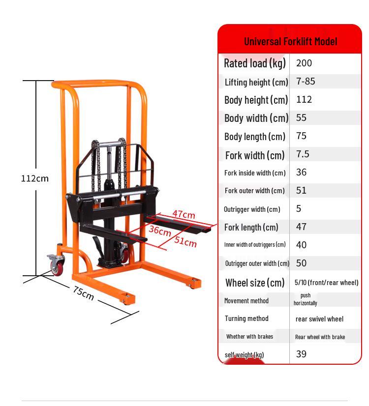 Compact Lightweight Electric Manual Hydraulic Forklift with Foldable Stacker
