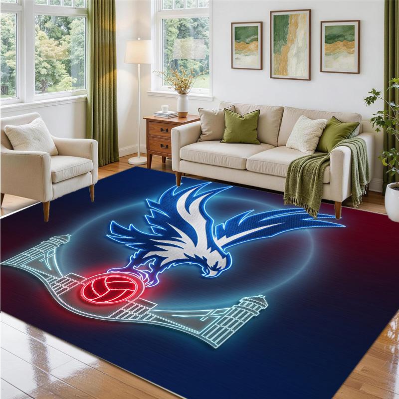 Crystal Palace Football Design Crystal Velvet Rug Soft Decorative Mat for Bedroom Entrance
