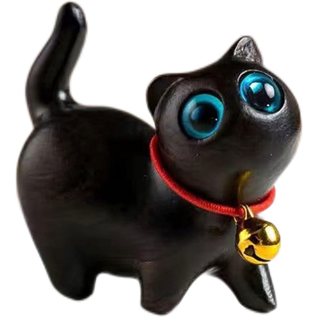 MYDILI Wooden Maneki Neko Cat Figurine, Entryway Accessory, Interior Decoration, Good Luck, Birthday Gift, Gardening Figurine (ST2)