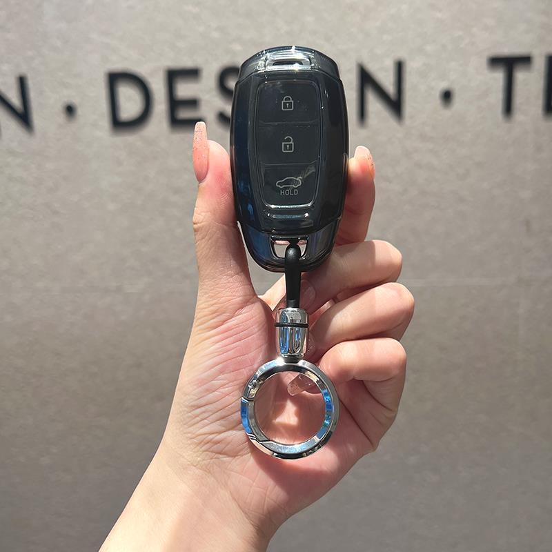 Modern Transparent Black Key Case for Elantra, Fiesta, ix35, Mingtu, Sonata, Santafe, Custo, and Tucson