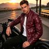 Men's stand-up collar locomotive PU leather jacket spring and autumn slim zipper leather jacket youth casual jacket multi-color optional