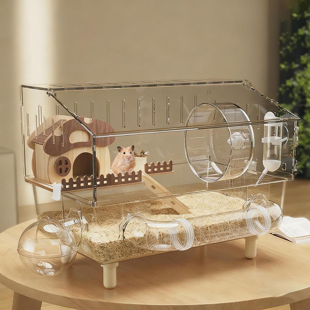 Big Hamster Cage Food Bowl Exercise Wheel Tank Habitat Large Hamster Cage for Bedding Small Animals Enthusiast Home Pet Travel