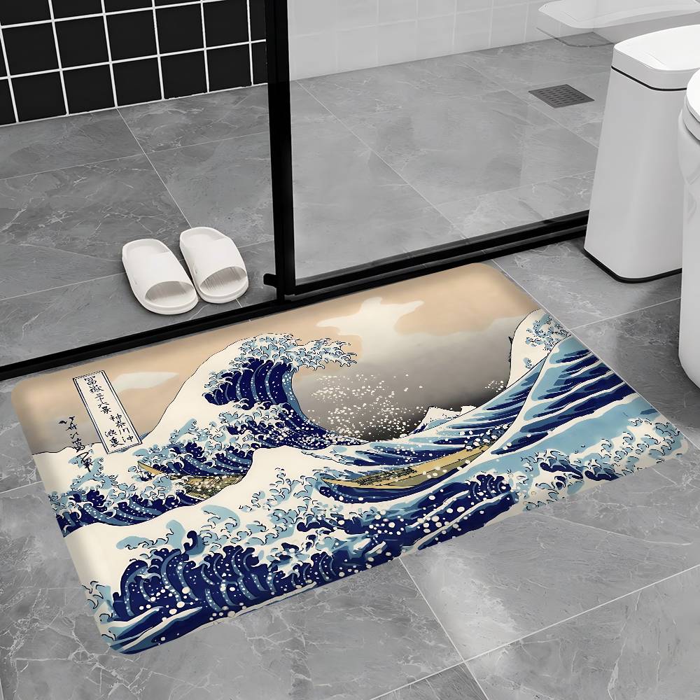 

The Great Wave Off Kanagawa Room Mats Retro Multiple Choice Living Room Kitchen Rug Non-Slip Welcome Rug 40cm x 60cm