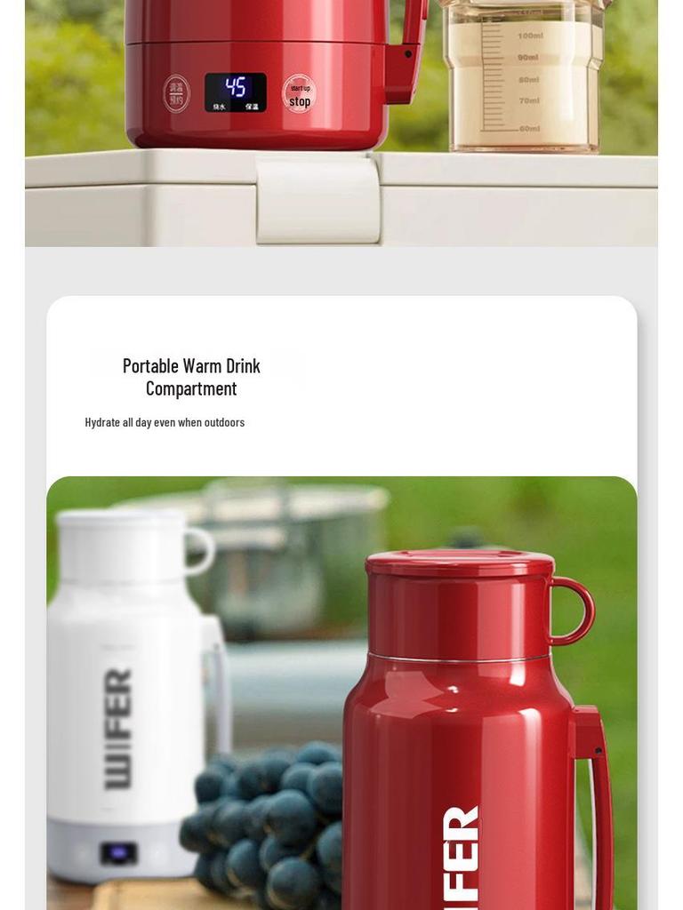 Good Wife Smart Portable Electric Kettle with Keep Warm, Large Capacity, and Temperature Control for Home and Travel.