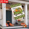 2D Flat, 2D Flat Thanksgiving Autumn Green Truck Pumpkin Welcome Garden Flag- Outdoor Garden Flag Double-sided Home Decoration Courtyard Decoration Ou