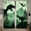 Set of 2   Dinosaur Shadow Curtains   Polyester Rod Pocket Drapes Suitable for Bedroom   Living Room & Office   Featuring a Timeless