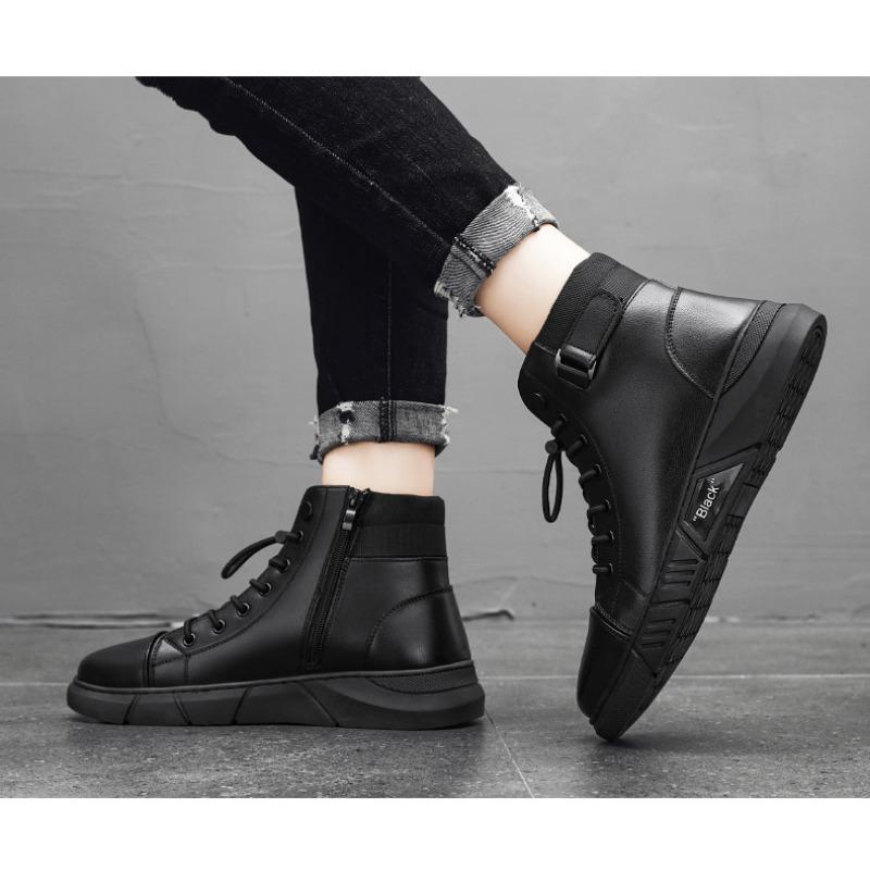 Men's Boots, High Top Casual Shoes, Casual Leather Boots