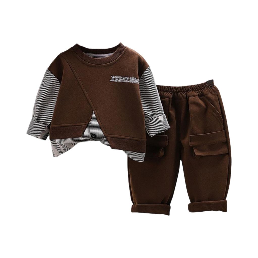 Kids Casual Long-Sleeve Set, Comfortable Daily Wear Outfits