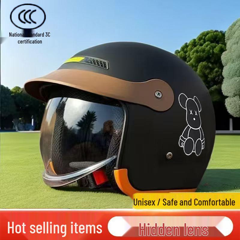 3C Certified Winter Electric Vehicle Safety Helmet: Unisex, Warm, Half-Helmet