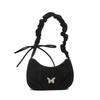 Chic Canvas Butterfly Underarm Bag In Fashionable Black Silver And White Colors For Everyday