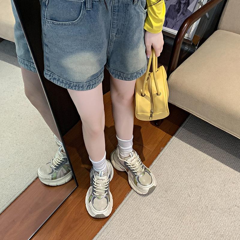 Platform-soled Dad Shoes Women's 2025 Spring New Versatile Breathable Height-increasing Muffin Shows Small Feet and Light Casual Sports Shoes