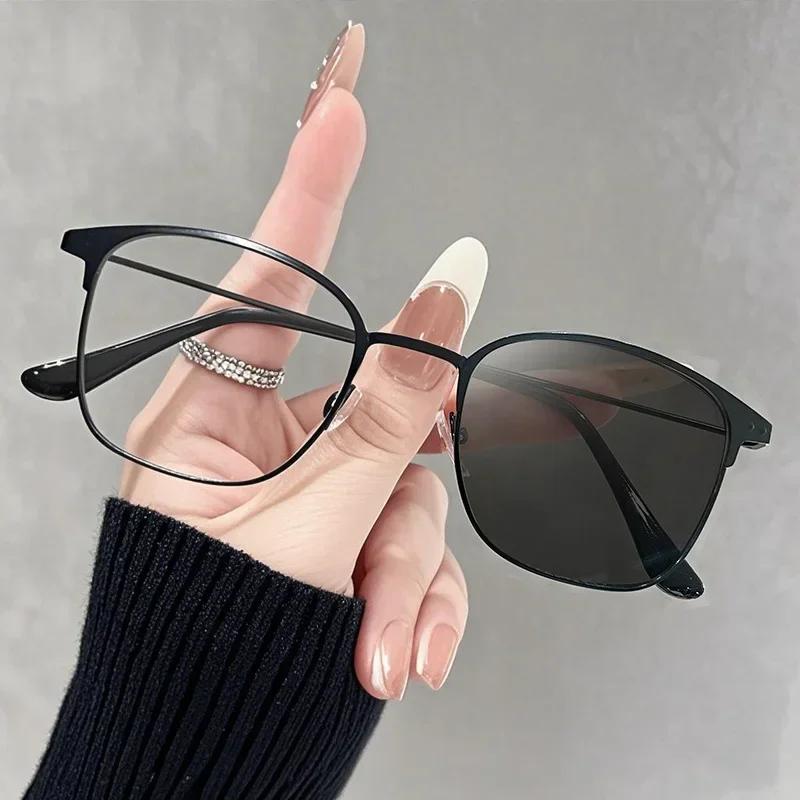 

Новый тренд фотохромные очки Модные уличные очки с линзами, меняющими цвет Мужские женские очки Ретро Оптические очки для защиты глаз