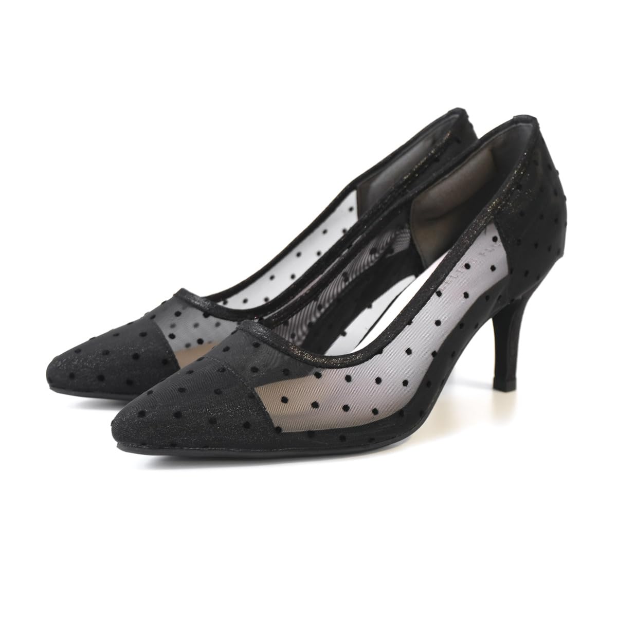 

Pumps for 7cm heel pointed toe pumps for easy to walk CX1104 dot to [AmiAmi] running, heel, fabric-wrapped type, women, comfortable, in, (black