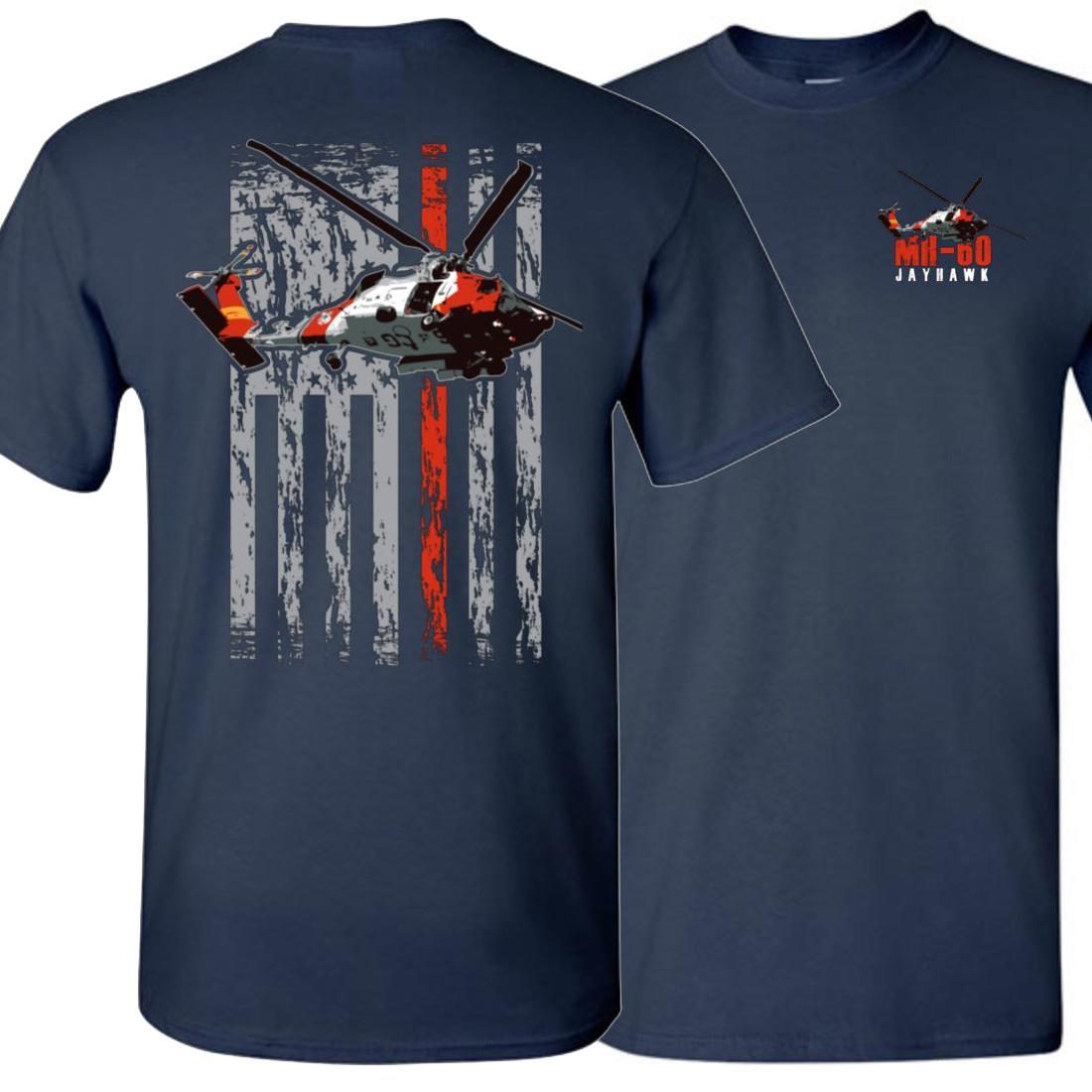 American Flag Coast Guard MH-60 Helicopter T-Shirt 100% Cotton O-Neck Summer Short Sleeve Casual Mens T-shirt Size S-3XL S