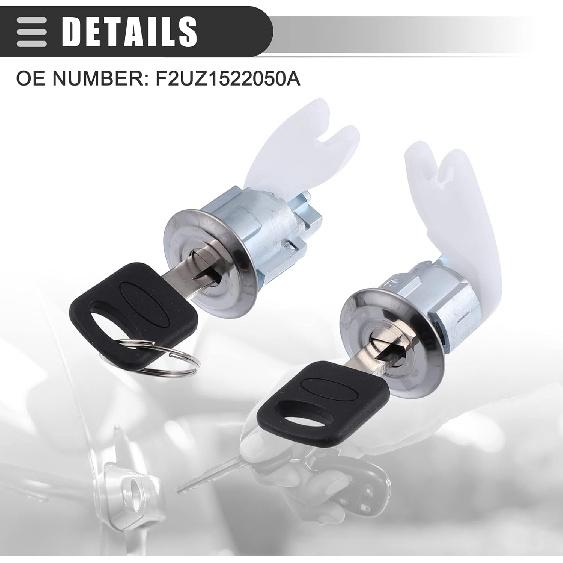 Motoforti Door Lock Cylinder Kit, for Ford Explorer 1992-1995, Metal, with 2 Keys, F2UZ1522050A, Black Silver Tone, 1 Set