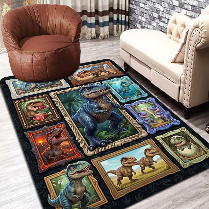 Dinosaur Collection Pattern Rug Floor Mat for Living Room or Bedroom Soft and Comfortable Carpet a Gift for Birthday and Holiday.