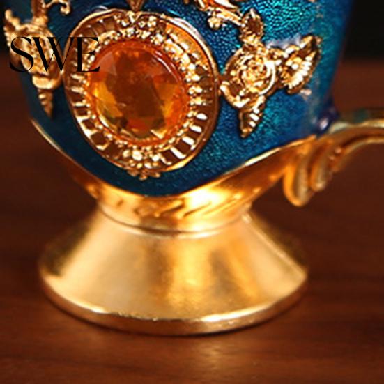Visual Effect Beautiful Retro Teacup Style Zinc Alloy Mini Cup Exquisite Rhinestone Decor for Home Liquor