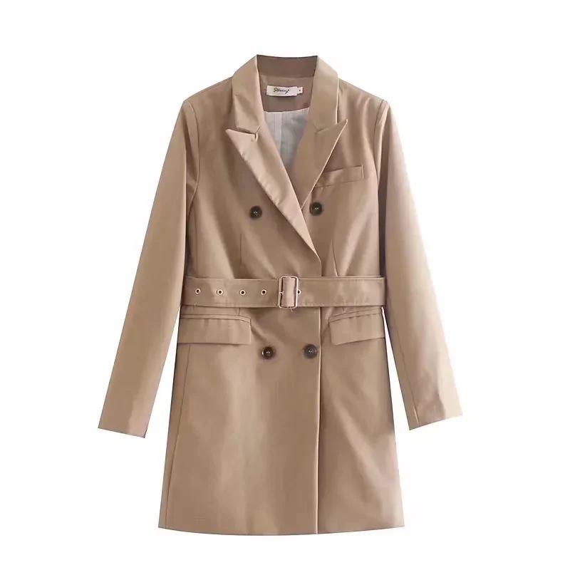 

2024 Зимний женский повседневный пиджак-костюм в европейском и американском стиле, хаки L хаки