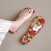 Slippers Casual Square Toe Rhinestone Shoes Flat-bottomed Flip-flops In One Line