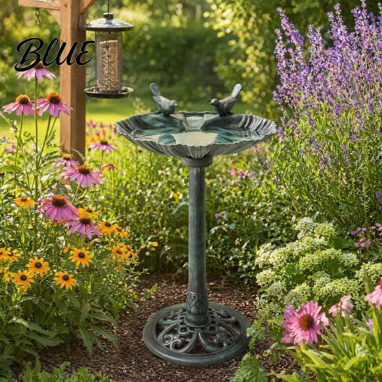 Durable Bird Feeder Pedestal Bath Copper Resin Birdbaths Weather Resistant Floral Accents