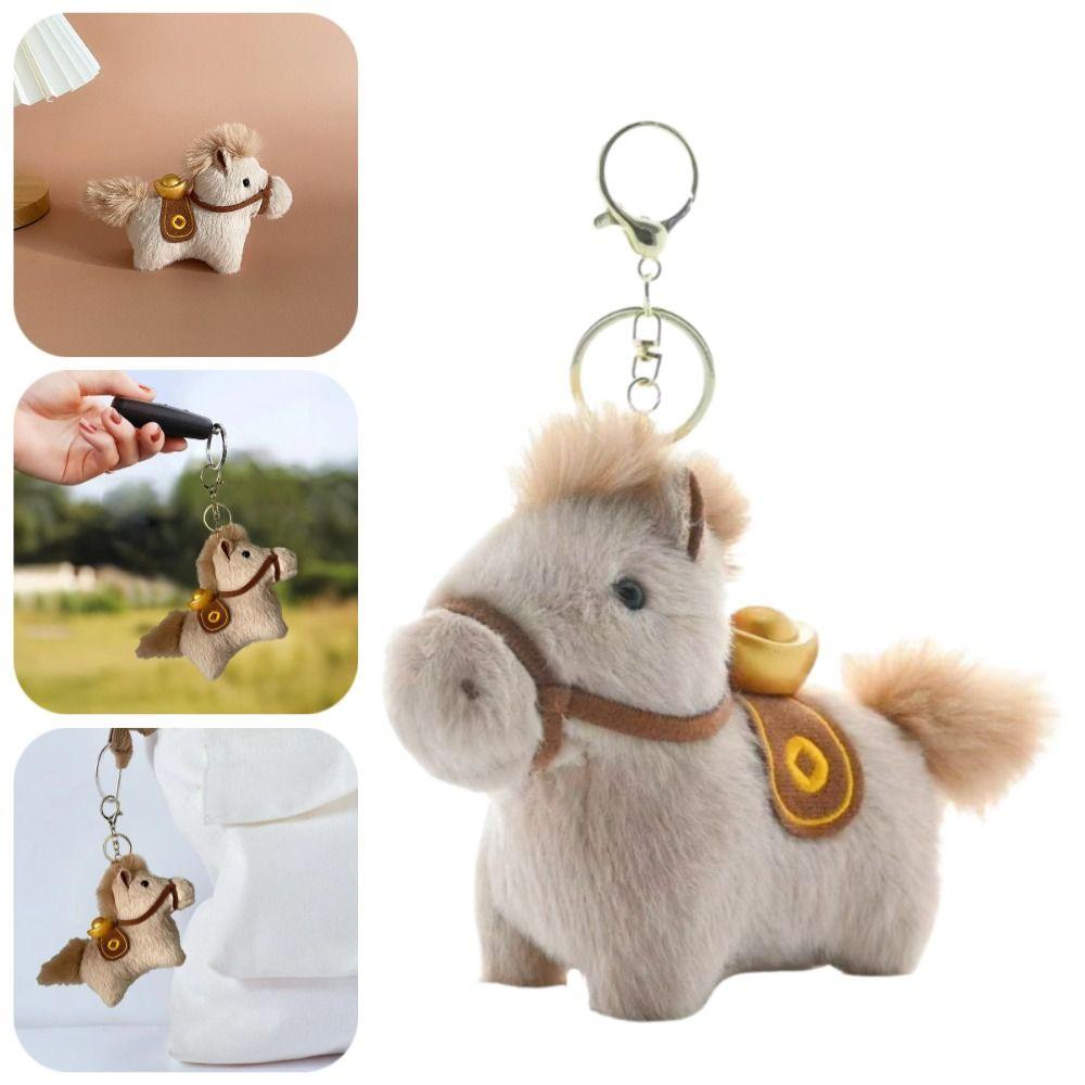 Mascot Dolls Yuanbao Pony Pendant Cute Stuffed Animal Keyring Plush Horse Keychain Year of Horse