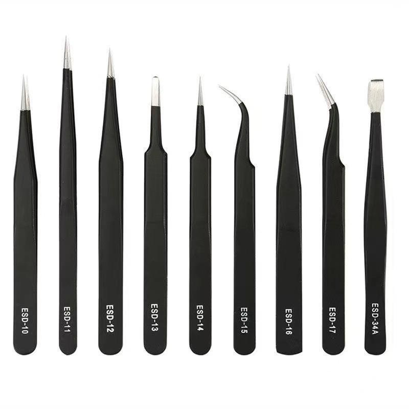 Tweezers Set with Canvas & Leather Bags - Portable Multi-use Tools for Gardening, Aquarium, Clamping & More