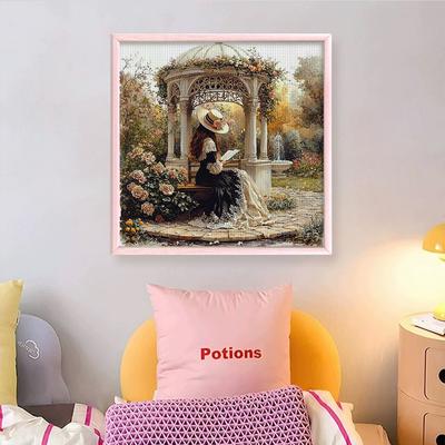 Kit Punto Croce Ricamo Completo Filo di Cotone 11CT Stampato Ragazza Arte 50x50cm