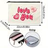 Simple I Love You Pattern Print Makeup Bag, Portable Comestic Storage Pouch, Toiletry Wash Organizer For Women Girls Gift