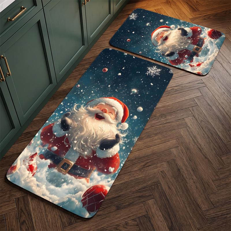 Marry Christmas (5) Flannel Kitchen Mat Soft Anti-Slip Kitchen Floor Runner Rug Kitchen Rug for Home Kitchen Decor