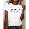 Women's Turquoise "STRONGER Than The Storm" Graphic T-Shirt - Elegant Round Neck Short Sleeve, Breathable Polyester,