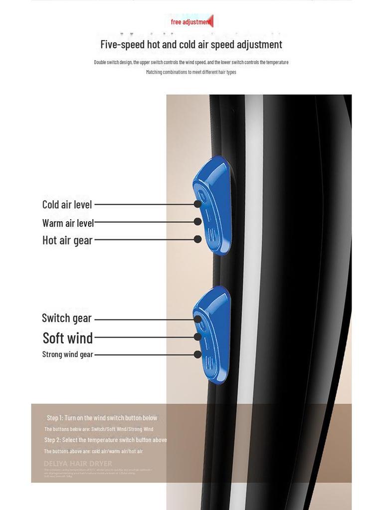 High-Power Hair Dryer for Home Use - Hot & Cold Wind, Quick Drying, Constant Temperature