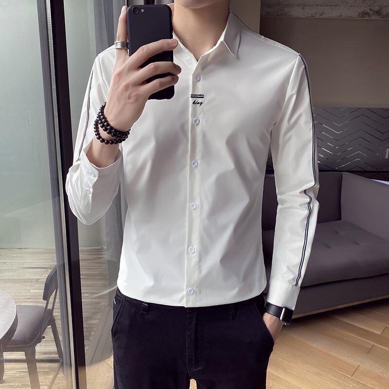 Autumn New Men's Long-sleeved Shirts Handsome Versatile Casual Iron-free Long-sleeved Shirts Men