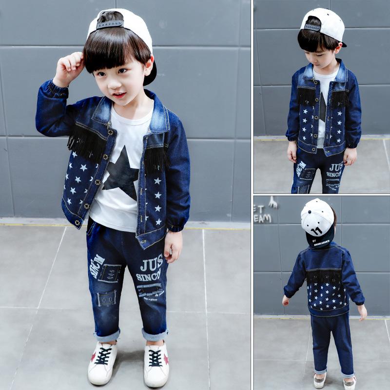 Fashion Spring Autumn Toddler Boys Sports Suits Children Casual Clothes Sets Denim Clothing for Kids Boys