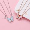 2PCS/Set Beautiful Butterfly Pendant Necklaces Best Friends Couple Magnet Choker Vintage Chain Lover Fashion Party Jewelry Gifts