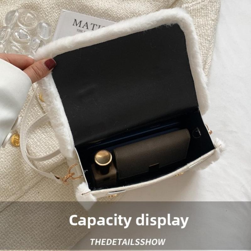 Winter Women Plush Crossbody Bag Soft Velvet Mini Square Shoulder Handbag Stylish Small Purse Wallet
