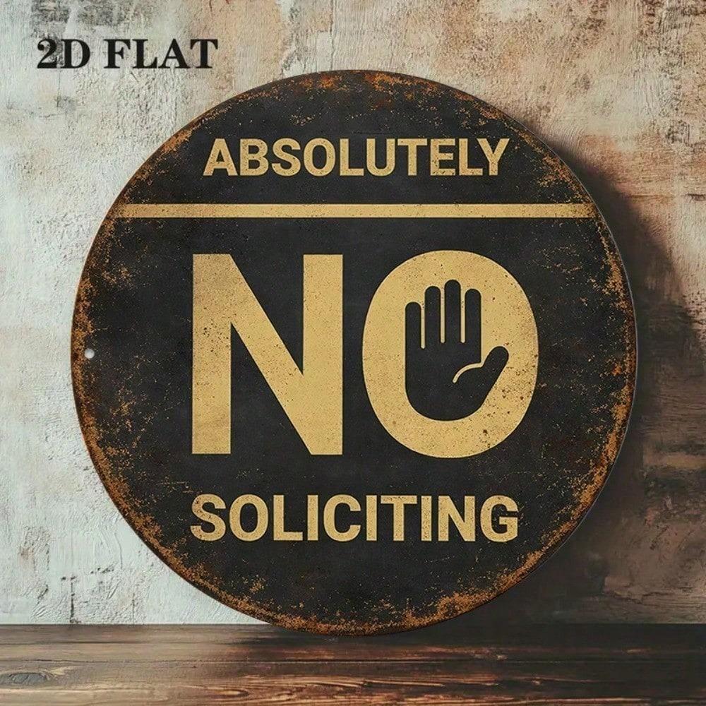1pc 8x8in Vintage Round No Soliciting Sign Decorative Do Not Disturb Plaque for Home Office Store Gift