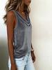 Polyester Velvet Sleeveless Vneck Tank Top For Summer Casual Wear