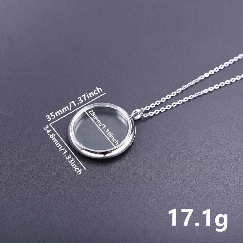 1Pc Stainless Steel Openable Glass Medaillon Coin Holder Collar Jewelry Round Reliquary Photo Floating Locket Pendant Necklaces